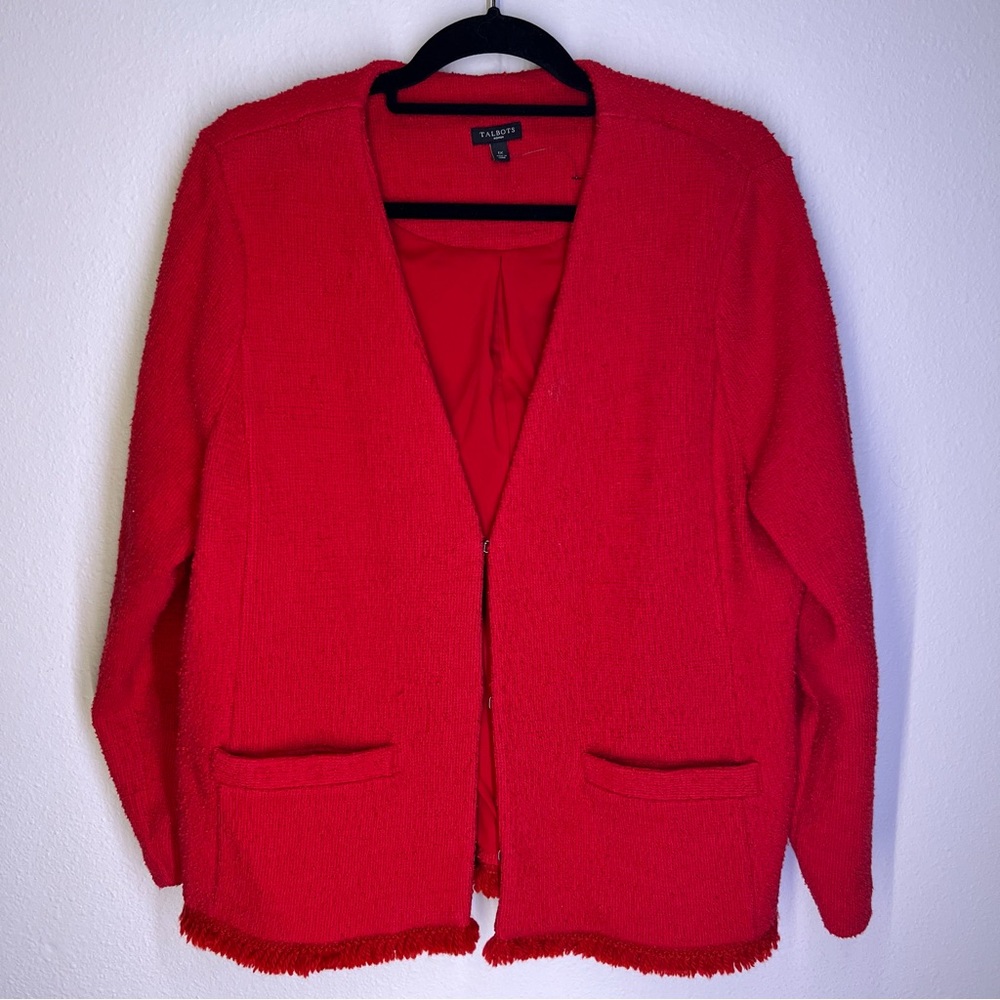 Talbot's 1X Boucle/Knit Blazer